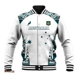 Custom Australia Rugby 2026 Baseball Jacket Go Wallabies Aboriginal Pattern White Version LT05