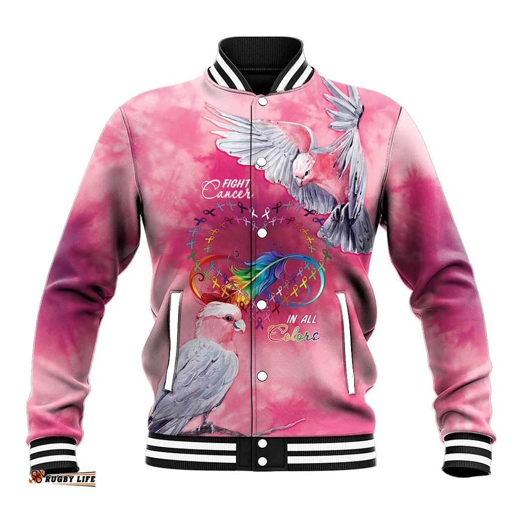 Australia Fight Cancer In All Colors Baseball Jacket Galah Pink Tie Dye LT7