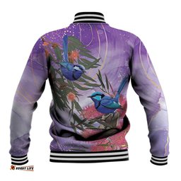Australia Splendid Fairy Wren on Eucalyptus Baseball Jacket Epilepsy Awareness LT7