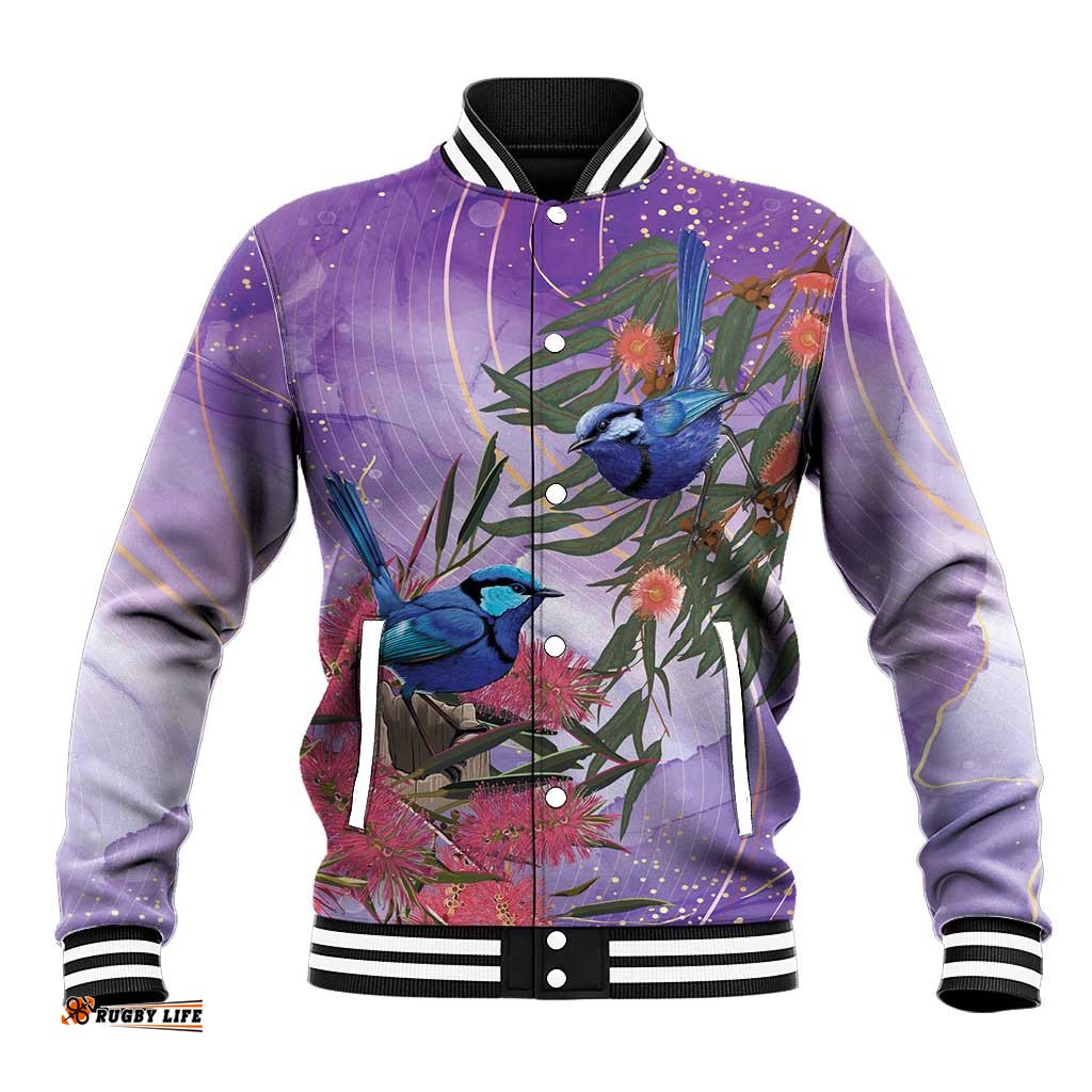 Australia Splendid Fairy Wren on Eucalyptus Baseball Jacket Epilepsy Awareness LT7