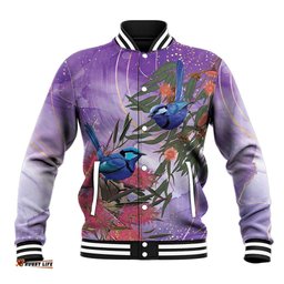 Australia Splendid Fairy Wren on Eucalyptus Baseball Jacket Epilepsy Awareness LT7
