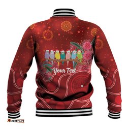 Australia Budgerigar Christmas Personalised Baseball Jacket Budgies Hakea Have A Good Chrissie LT14