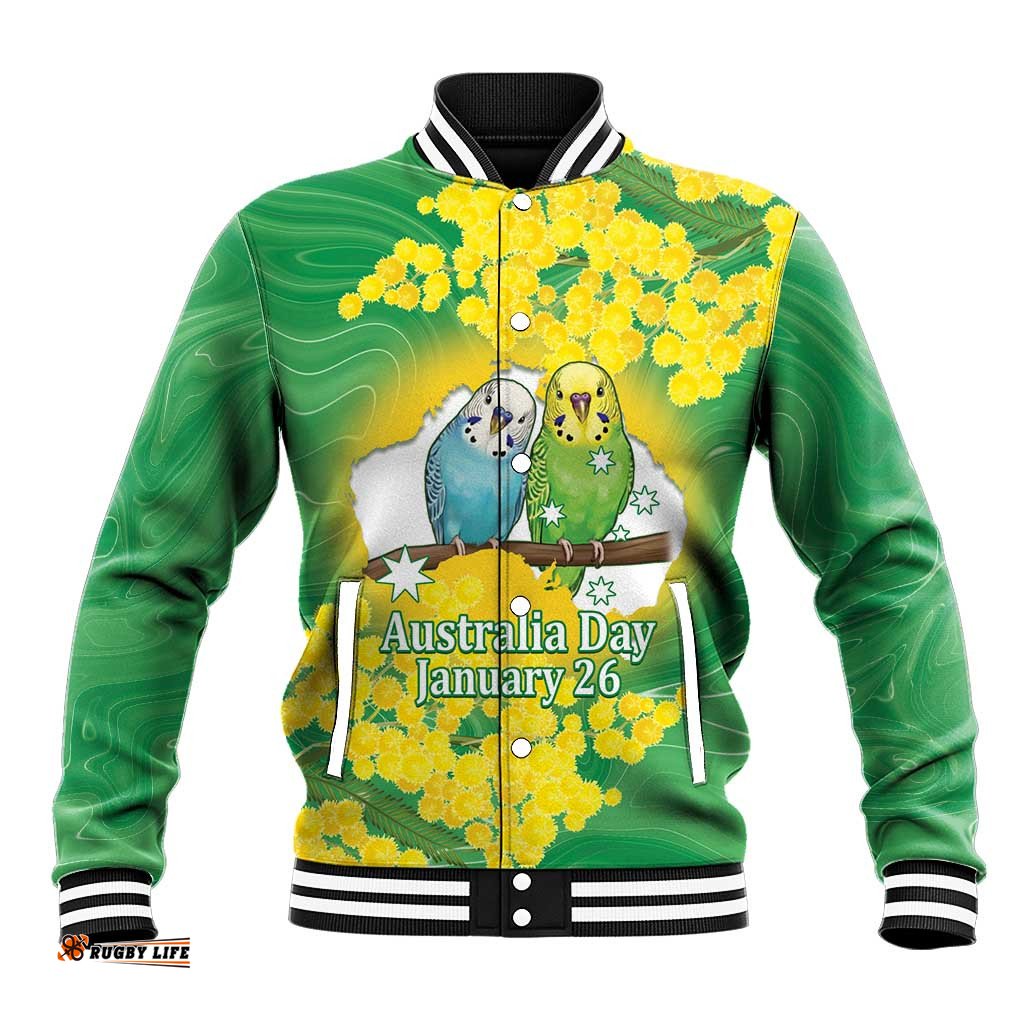 Budgerigar Australia Day Baseball Jacket Proud To Be An Aussie Opal National Color LT14