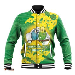 Budgerigar Australia Day Baseball Jacket Proud To Be An Aussie Opal National Color LT14