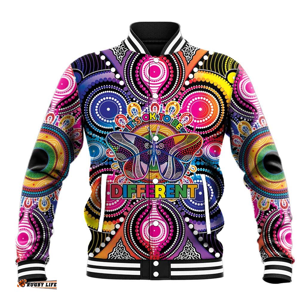Australia Indigenous Autism Awareness Baseball Jacket Its Okay To Be Different LT05