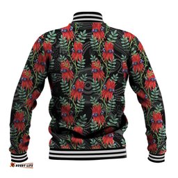 Australia Sturt's Desert Pea Baseball Jacket Aussie Native Flowers Indigenous Art LT14