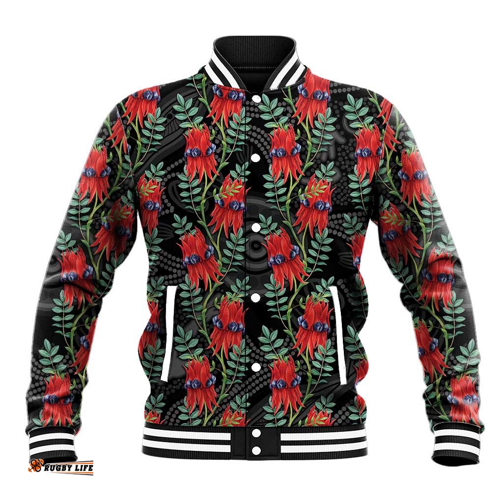 Australia Sturt's Desert Pea Baseball Jacket Aussie Native Flowers Indigenous Art LT14