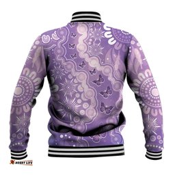 Australia Epilepsy Awareness Baseball Jacket Purple Butterflies Aboriginal LT05