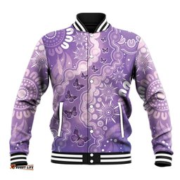 Australia Epilepsy Awareness Baseball Jacket Purple Butterflies Aboriginal LT05