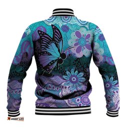 Australia Indigenous Teal Purple Contemporary Aboriginal Art Baseball Jacket Hope Is Real LT7