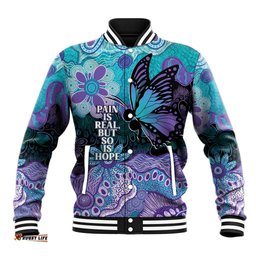 Australia Indigenous Teal Purple Contemporary Aboriginal Art Baseball Jacket Hope Is Real LT7