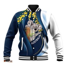 Australia Day Baseball Jacket Koala Blue Modern Vibe LT7