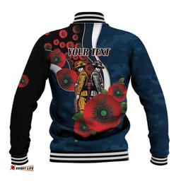 Carlton Blues ANZAC Personalised Baseball Jacket Lest We Forget Poppy Camo LT9