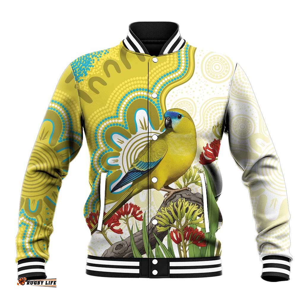 Australia Rock Parrot Baseball Jacket Kangaroo Paws Indigenous Art LT14