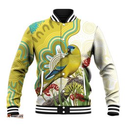 Australia Rock Parrot Baseball Jacket Kangaroo Paws Indigenous Art LT14