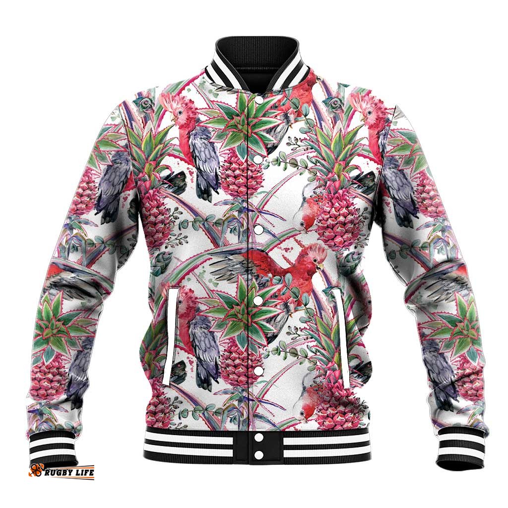 Australia Pink Galah Baseball Jacket Rose-breasted Cockatoo Pineapple Seamless Vibes LT14