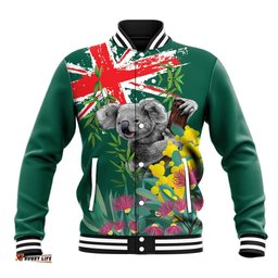 Australia Day Koala Baseball Jacket Aussie Aussie Aussie Oi Oi Oi National Color LT9