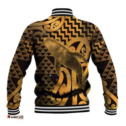 Humpback Whale Matariki New Zealand Baseball Jacket NZ Maori Paikea Poutama Luxury Gold LT14