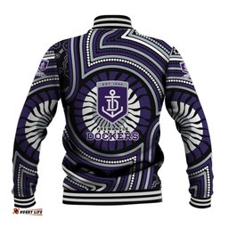 Fremantle Dockers Baseball Jacket Indigenous Monochrome Dot Art Mascot Style TS04