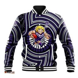 Fremantle Dockers Baseball Jacket Indigenous Monochrome Dot Art Mascot Style TS04