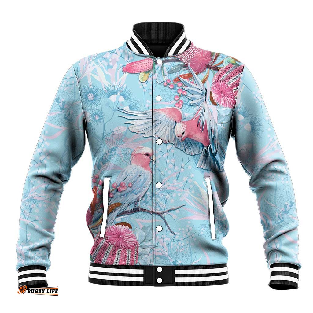 Galah Birds Australia Baby Blue & Pink Baseball Jacket LT7