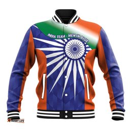 India Cricket Custom Baseball Jacket Ashoka Chakra with Flag Style LT9