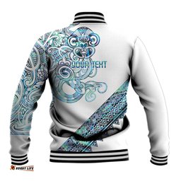 Kahui Whetu Paua shell Kowhaiwhai Taniko Personalised Baseball Jacket Taniwha Maori Tribal Style LT9