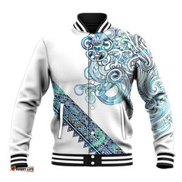 Kahui Whetu Paua shell Kowhaiwhai Taniko Personalised Baseball Jacket Taniwha Maori Tribal Style LT9