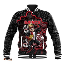 Custom Saints Football Baseball Jacket Aboriginal Dot Art Pattern DT05