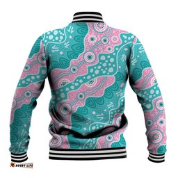 Hereditary Cancer Awareness Australia Indigenous Baseball Jacket Pink and Teal LT7