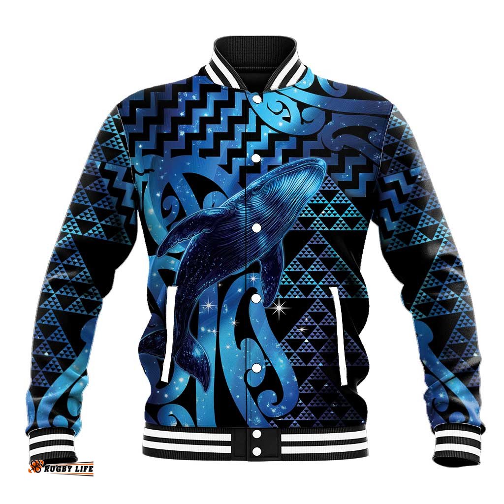 Humpback Whale Matariki New Zealand Baseball Jacket NZ Maori Paikea Poutama Luxury Blue LT14
