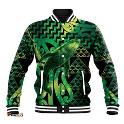 Humpback Whale Matariki New Zealand Baseball Jacket NZ Maori Paikea Poutama Luxury Green LT14