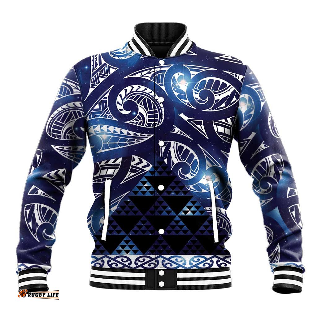 Matariki New Zealand Baseball Jacket NZ Niho Taniwha Maori New Year Blue Galaxy LT14