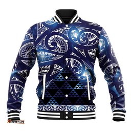 Matariki New Zealand Baseball Jacket NZ Niho Taniwha Maori New Year Blue Galaxy LT14