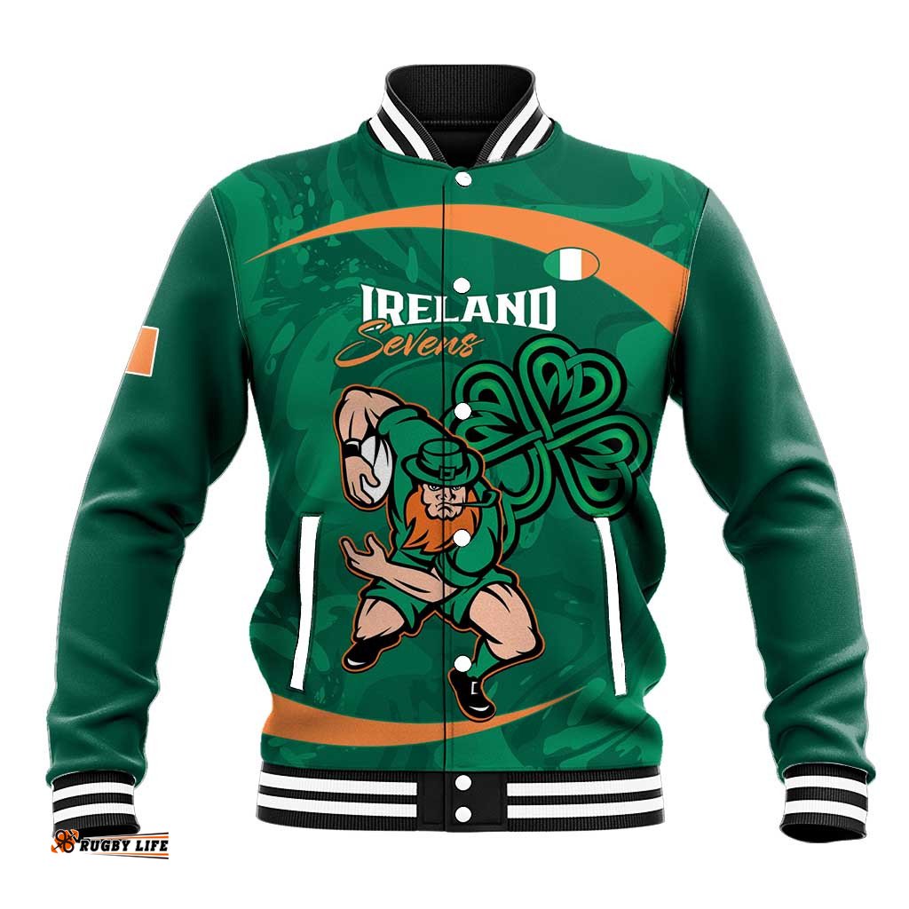 Custom Ireland Rugby Sevens Baseball Jacket Go Champions Irish Shamrock LT14