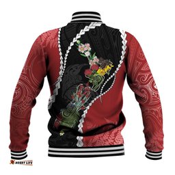 New Zealand Christmas Baseball Jacket Flora Map with Birds LT7