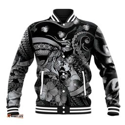 Personalised Maori Romantic Valentine Baseball Jacket The Hongi Kiss Black Galaxy DT05