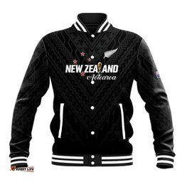 Custom Football New Zealand Baseball Jacket Aotearoa United Black Version LT01
