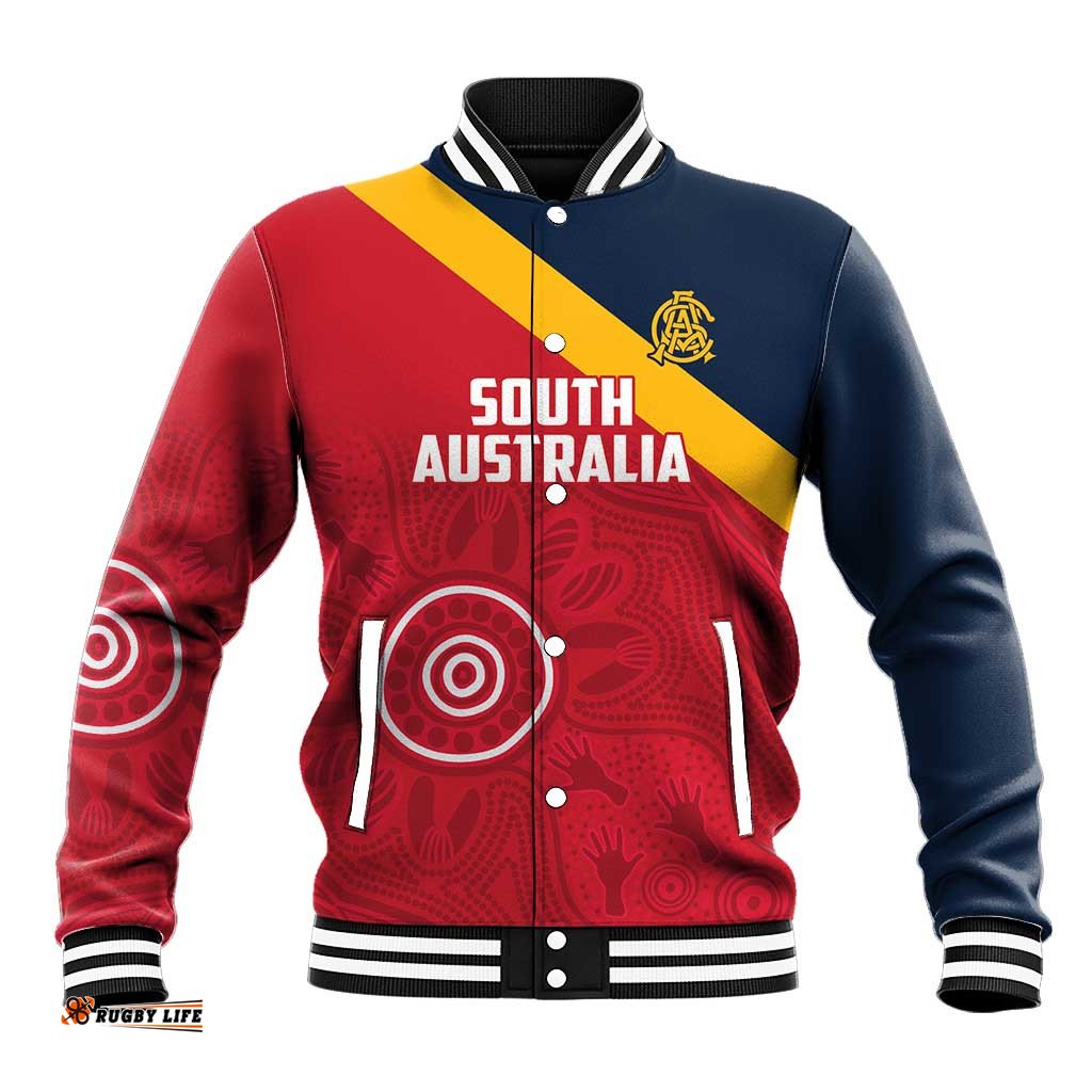Custom South Australia Cricket Baseball Jacket Go Champions - Aboriginal Art LT14