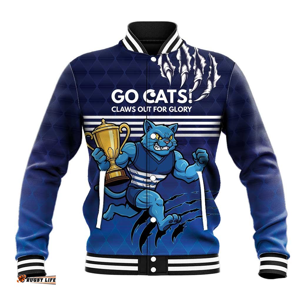 Personalised Geelong Pride Baseball Jacket Claws Out for Glory LT9