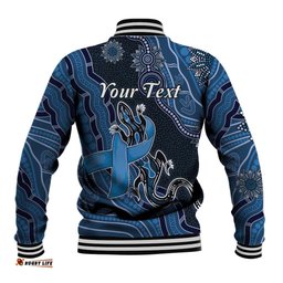 Personalised Autism Awareness Baseball Jacket Hope Ribbon And Aboriginal Patterns DT05