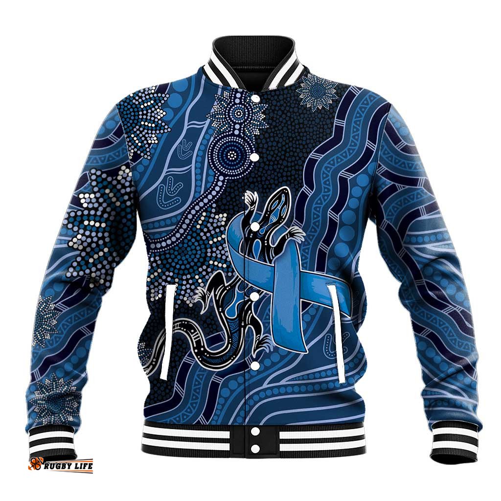 Personalised Autism Awareness Baseball Jacket Hope Ribbon And Aboriginal Patterns DT05