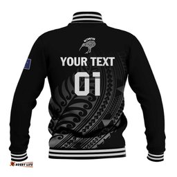 Custom New Zealand Cricket Baseball Jacket Maori Kiwi Black Fern LT01