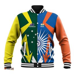 India vs Australia Custom Baseball Jacket Blue vs Gold Cricket Heritage LT9