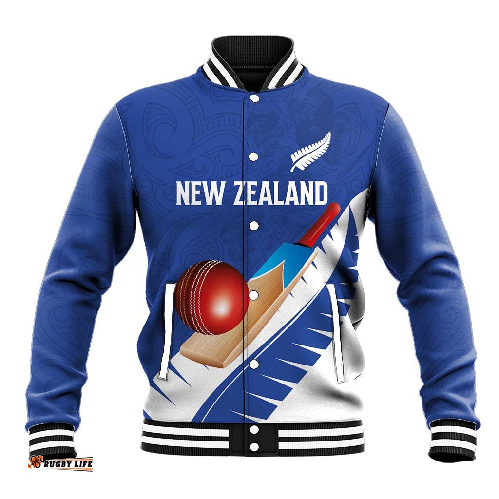 Custom New Zealand Cricket Baseball Jacket Kiwi Birds Haka Dance Blue Fern Sporty Style LT03