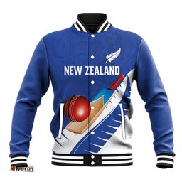 Custom New Zealand Cricket Baseball Jacket Kiwi Birds Haka Dance Blue Fern Sporty Style LT03