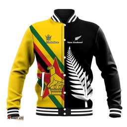 Custom New Zealand and Zimbabwe Baseball Jacket NZ Fern Zim Flag Half Style LT14