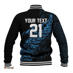 New Zealand Lawn Bowls Custom Baseball Jacket Blue Maori Warrior Tribal Silver Fern LT9