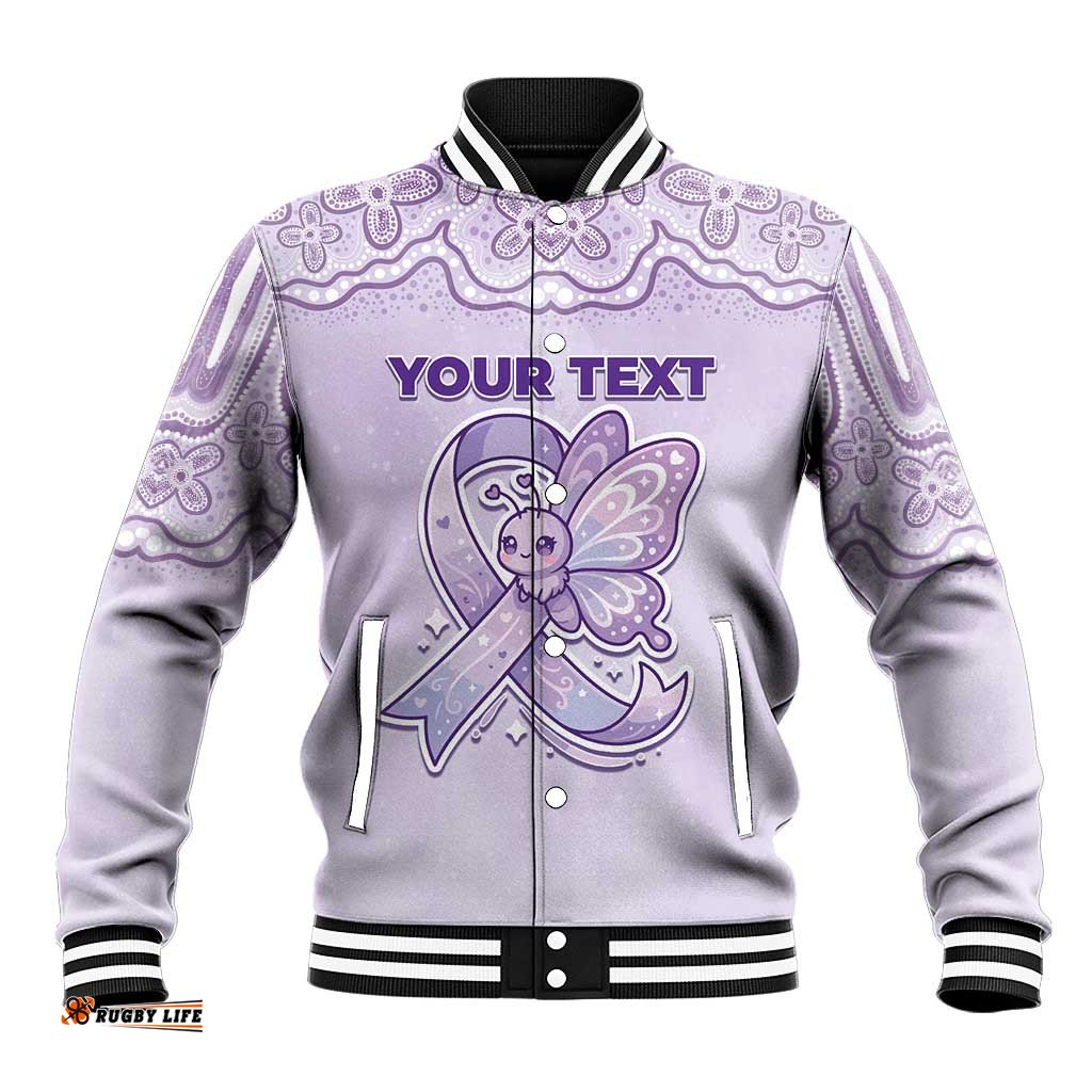 Personalised Epilepsy Awareness Alphabet Baseball Jacket Purple Ribbon Butterfly Cute Style DT05