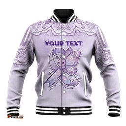 Personalised Epilepsy Awareness Alphabet Baseball Jacket Purple Ribbon Butterfly Cute Style DT05